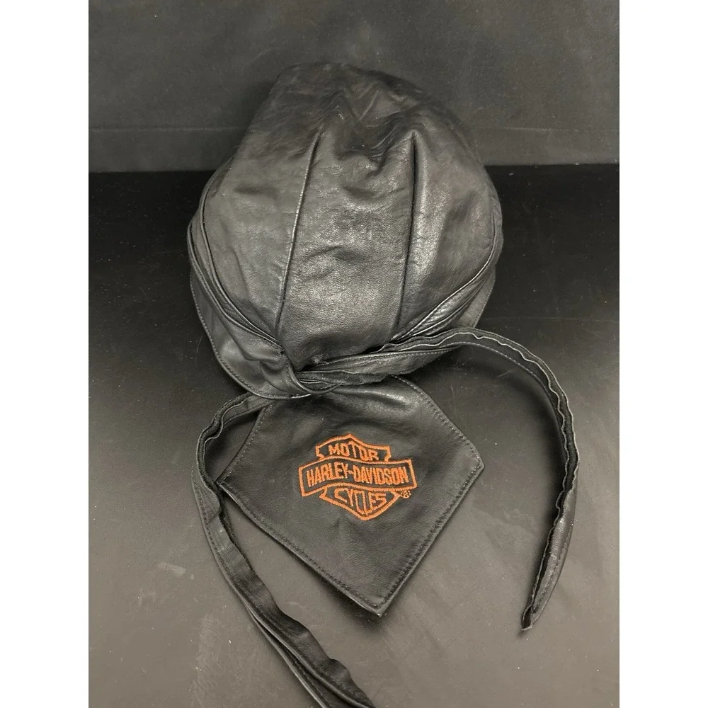 Harley Davidson Vintage Black Leather Bandana Neck Warmer